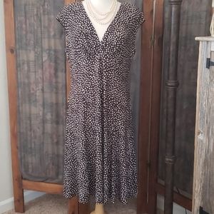 Chaps dress, brown/white polka dot